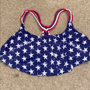 American flag racer back swim suit top